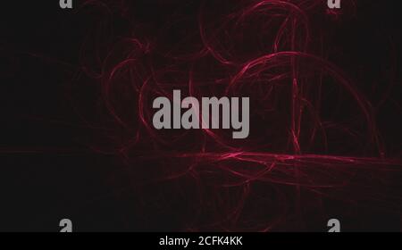 Abstrakt computergeneriertes Fraktal. Rote Linien über dunklem Hintergrund Stockfoto