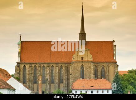 Kirche der Annahme, gotischer Stil, in der ehemaligen Zisterzienserabtei in Kamieniec Ząbkowicki in Niederschlesien, Polen Stockfoto