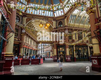 Das schöne Innere des Leadenhall Market, einer der ältesten überdachten Märkte in Großbritannien. Stockfoto