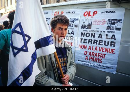 Jüdische Gemeinde Protest Yasser Arafat offizielle Reise in Frankreich, Lyon, Frankreich Stockfoto