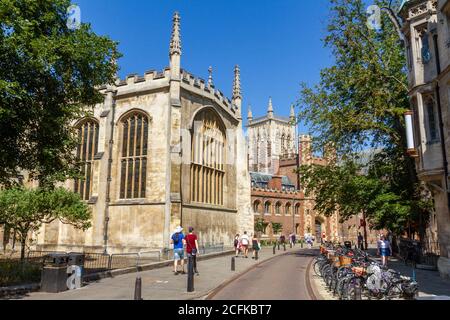 Blick auf die St Johns Street, einschließlich Trinity College und St Johns College, Cambridge, Cambridgeshire, Großbritannien. Stockfoto