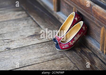 Koreanische traditionelle Bild, Blume Schuhe Stockfoto