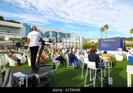 Cannes, Frankreich - 01. September 2020: Heavent Meetings, die Europäische Messe für MICE und Events im Palais des Festivals. Wirtschaft, Messe, Messe, Fachmesse, Event, Ausstellung, Aussteller, Tourismus, Tourismus, Messe, Finanzen, FIN - Nutzung weltweit Stockfoto