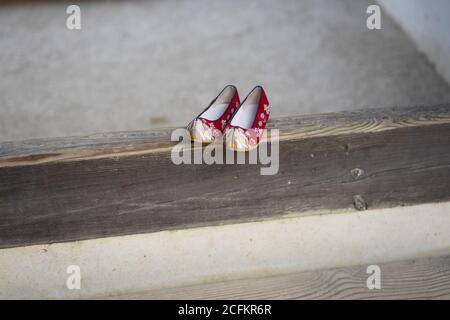 Koreanische traditionelle Blume Schuhe, Neujahr Bild Stockfoto