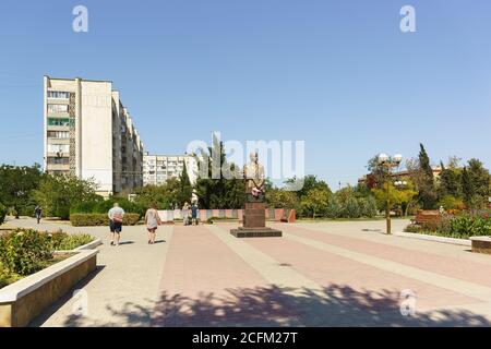 Jewpatoria, Krim, Russland-10. September 2019: Denkmal Marschall, Held der Sowjetunion Sergei Leonidowitsch Sokolov im Park ihm gewidmet o Stockfoto