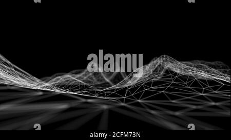 Schwarzer Technologiehintergrund. Blockchain-Technologie 3d-Rendering. Stockfoto