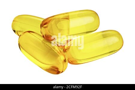 Omega 3 isoliert auf weiß Stockfoto