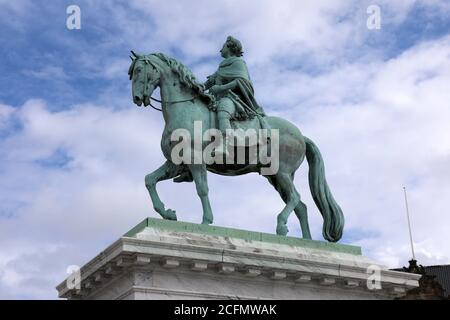 Statue von König Frederik V. im Schloss Amalienborg in Kopenhagen Stockfoto