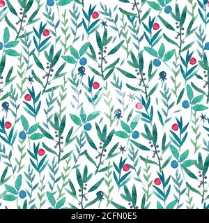Nahtloses Muster mit Aquarell-Waldbeeren. Stockfoto