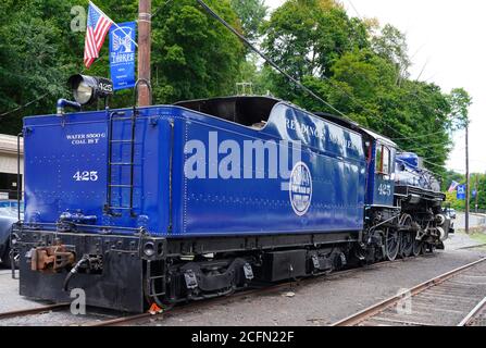 JIM THORPE, PA - 30. AUGUST 2020- Blick auf die historische Lehigh Gorge Scenic Railway of Reading & Northern Railroad in Jim Thorpe, Carbon County, Pennsylvani Stockfoto