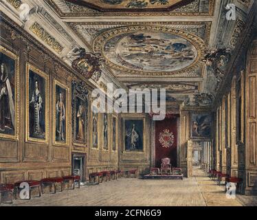 Stephanoff James - Windsor Castle - The King's Presence Chamber (Thronsaal) - British School - 19. Jahrhundert Stockfoto