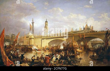 Stanfield Clarkson Frederick - die Eröffnung der New London Bridge 1. August 1831 - British School - 19. Jahrhundert Stockfoto