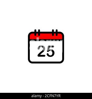 Weihnachten Kalender Tag flache Symbol. Dezember 25, Neujahrskonzept. Vektor auf isoliertem weißem Hintergrund. EPS 10 Stock Vektor
