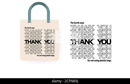 Eco Bag-Symbol. Wiederverwendungskonzept. Vielen Dank, dass Sie keine Plastiktüte verwendet haben. Vektor auf isoliertem weißem Hintergrund. EPS 10 Stock Vektor