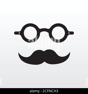 Alter Mann Gesichter Schnurrbärte und Brillen Symbol Vektor Illustration Stock Vektor