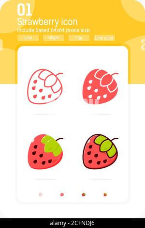 Erdbeere Premium-Symbol mit mehreren Stil isoliert auf weißem Hintergrund. Vektor Illustration Konzept Design-Vorlage für Web-Design und alle Projekt Stock Vektor