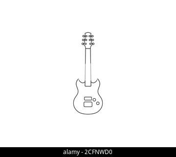 Gitarre, Instrument, Musiksymbol. Vektor-Illustration, flaches Design. Stock Vektor