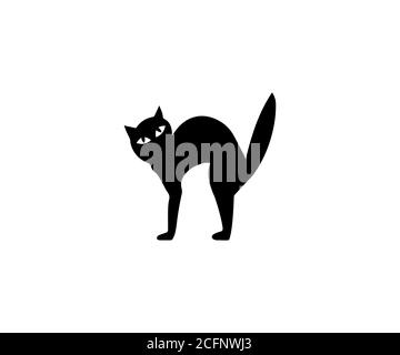 Schwarze Katze, halloween-Symbol. Vektor-Illustration, flaches Design. Stock Vektor