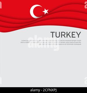 Abstrakt schwenkende türkei-Flagge. Papierschnitt. Kreativer Hintergrund für die Gestaltung patriotischer türkischer Weihnachtskarten. Nationales Plakat. Cover, Banner Stock Vektor