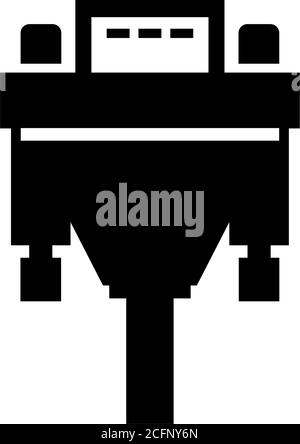 DVI- oder VGA-Kabel, Videostecker. Abbildung des Symbols für flache Vektorgrafiken. Einfaches schwarzes Symbol auf weißem Hintergrund. DVI- oder VGA-Kabel, Video-Steckeradapter Stock Vektor