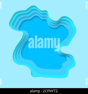 Abstraktes blaues Papier Schnitt Vektor realistisches Relief. Hintergrundvorlage für Banner, Flyer, Präsentationen. Stock Vektor