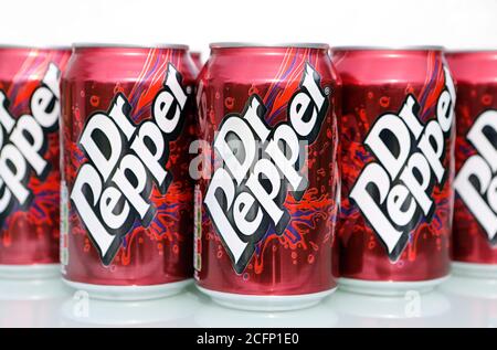 Dosen von Dr Pepper Stockfoto