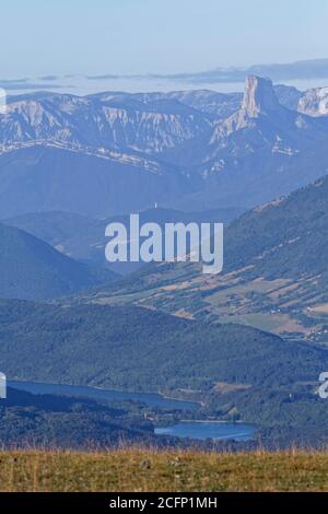 Vercors Landschaft mit Mont Aiguille aus der Sicht von Chamrousse Resort Stockfoto