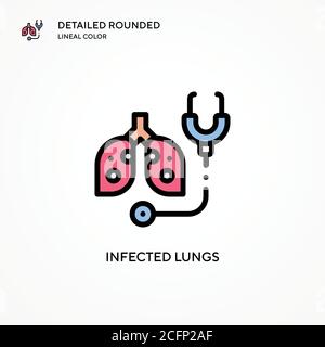 Vektor-Symbol für infizierte Lungen. Moderne Vektorgrafik Konzepte. Einfach zu bearbeiten und anzupassen. Stock Vektor