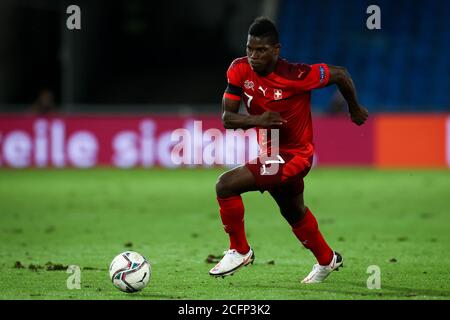 Basel, Schweiz. September 2020. Fußball: Nations League A, Schweiz - Deutschland, Gruppenphase, Gruppe 4, 2. Spieltag im St. Jakob-Park. Breel Embolo aus der Schweiz in Aktion. Quelle: Christian Charisius/dpa/Alamy Live News Stockfoto