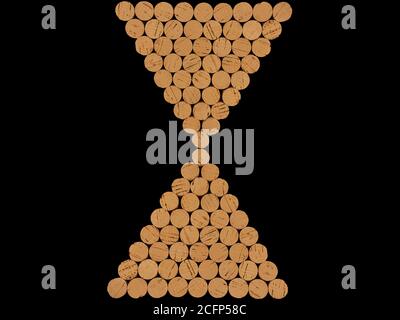 Korkstopfen für Weinflaschen übersichtlich und geometrisch für kommerzielle, Marken- und Werbezwecke angeordnet Stockfoto
