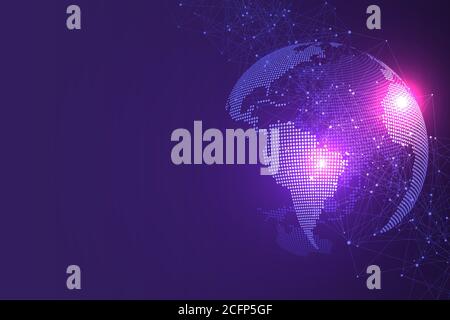 Globale Netzwerkverbindungen mit Punkten und Linien. Drahtmodell Hintergrund. Abstrakte Verbindungsstruktur. Polygonaler Raum Hintergrund, Illustration Stockfoto