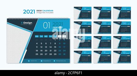 Wandkalender 2021. Jahresplaner mit allen Monaten. Schulplan und Firmenplan. Stock Vektor