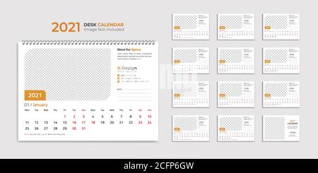 Wandkalender 2021. Jahresplaner mit allen Monaten. Schulplan und Firmenplan. Stock Vektor