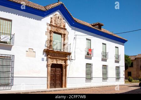 Almagro, Ciudad Real (Spanien) 2020, september. Eingang des Palastes Grafen von Torremejia (Condes de Torremejía) in Almagro, Provinz Ciudad Real, Cas Stockfoto