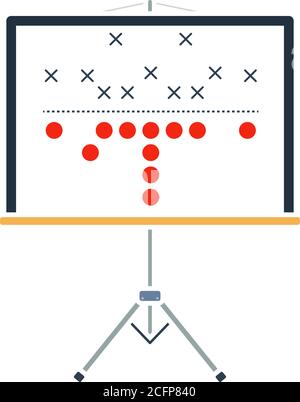 American Football Game Plan Standsymbol. Flaches Farbdesign. Vektorgrafik. Stock Vektor