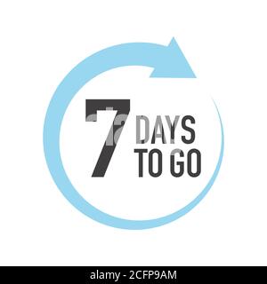 Sieben Tage vor dem nächsten Tag. Rundes Symbol mit blauem Pfeil. Stock Vektor