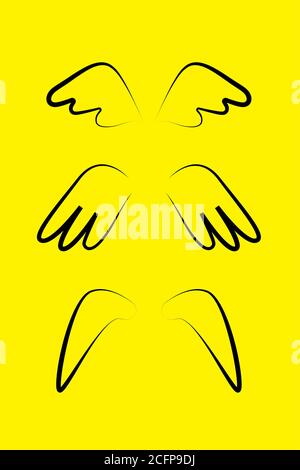 Setzen Sie Doodle Iine Flügel. Sammlung von Engelsflügeln Stock Vektor