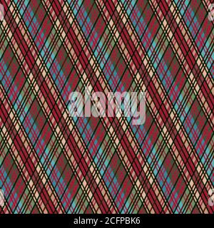Rhombic nahtlos bunt in grün, blau und beige Farben mit rosa Linien Illustration Muster als Tartan Plaid Stock Vektor