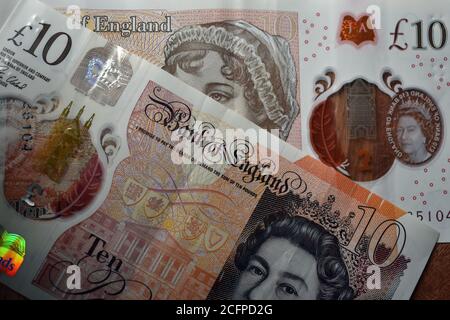 Zwei 10-Pfund-Noten Stockfoto