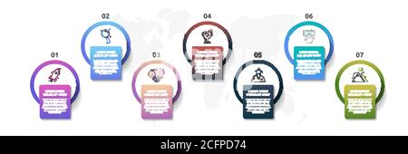 Vektor-Infografik Vorlage Kreise für sieben Label, Diagramm, Grafik, Präsentation. Geschäftskonzept mit 7 Optionen. Für Inhalt, Flussdiagramm, Schritte Stock Vektor