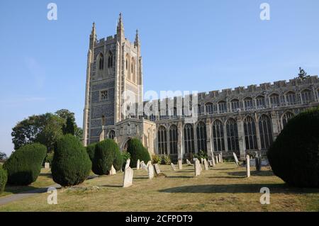 Holy Trinity Church, Long Melford, Suffolk, stammt aus dem fünfzehnten Jahrhundert. Stockfoto