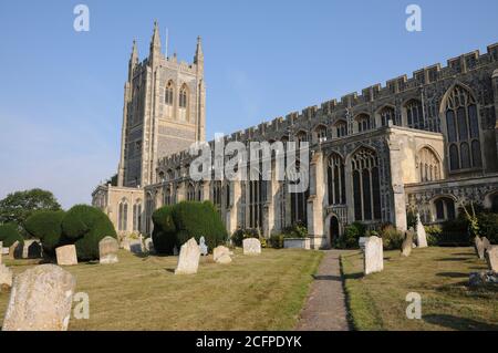 Holy Trinity Church, Long Melford, Suffolk, stammt aus dem fünfzehnten Jahrhundert. Stockfoto