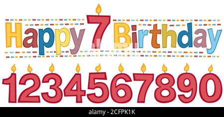 Retro-Stil Schriftzug Phrase "Happy Birthday". Sie können die Kerze mit der Anzahl der Jahre ändern, die Sie wünschen. Stock Vektor