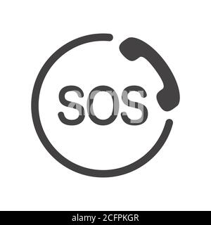 SOS-Symbol. Symbol für Notrufnummer. Weißer Gesang auf rotem Hintergrund. Stock Vektor