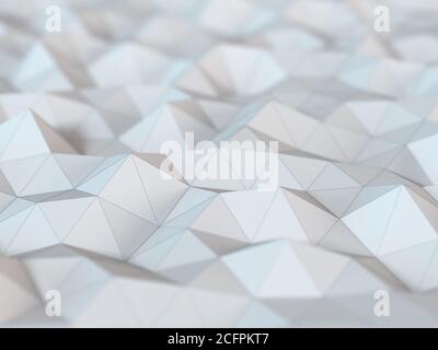 Abstrakter triangulierter geometrischer Hintergrund, 3D-Rendering der Oberfläche mit geringer Poly-Welligkeit Stockfoto