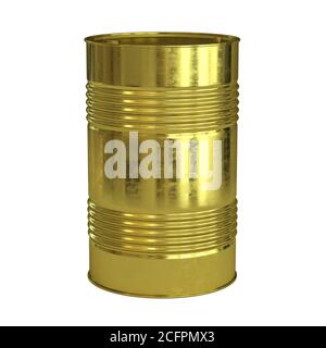 Golden Barrel isoliert auf dem weißen Hintergrund 3d-Rendering Stockfoto