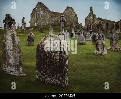 Clonmacnoise Kloster in der Grafschaft Offaly Irland Stockfoto