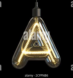 Glühbirne 3d Font 3d Rendering Buchstabe A Stockfoto