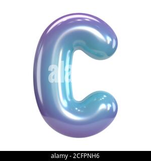 Runde violette und blaue Schrift, Ballon wie Buchstaben und Zahlen, 3d Rendering Buchstabe C Stockfoto