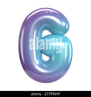 Runde violette und blaue Schrift, Ballon wie Buchstaben und Zahlen, 3d Rendering Buchstaben G Stockfoto